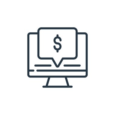 Satış konseptindeki satış ikonu vektörü. İnce çizgili düzenlenebilir felç çizgisi. Web ve mobil uygulamalarda kullanmak için doğrusal satış işareti, logo, yazdırma ortamı.