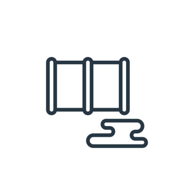 Petrol sızıntısı, kirlilik kavramından ikon taşıyıcı. Yağ sızıntısının ince çizgisi düzenlenebilir felç. Web ve mobil uygulamalarda kullanım için petrol sızıntısı doğrusal işareti, logo, yazdırma medyası.