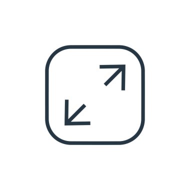 Simge vektörünü ok kavramından genişlet. Düzenlenebilir vuruşun ince çizgisi. Web ve mobil uygulamalarda kullanmak için doğrusal işareti genişlet, logo, yazdırma ortamı.