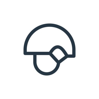 Seyahat konseptinden kask ikonu vektörü. Düzenlenebilir kask vuruşunun ince bir çizgisi. Web ve mobil uygulamalarda kullanmak için miğfer doğrusal işareti, logo, yazdırma ortamı.