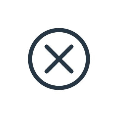 ecommerce kullanıcı arayüzü kavramından simge vektörünü kapat. Yakın düzenlenebilir felcin ince bir çizgisi. Web ve mobil uygulamalarda kullanmak için doğrusal işareti kapat, logo, yazdırma ortamı.