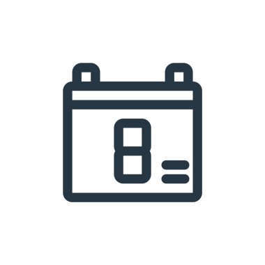 İş konseptindeki takvim ikonu vektörü. Takvim düzenlenebilir vuruşunun ince çizgisi. Web ve mobil uygulamalarda kullanmak için takvim doğrusal işareti, logo, yazdırma ortamı.