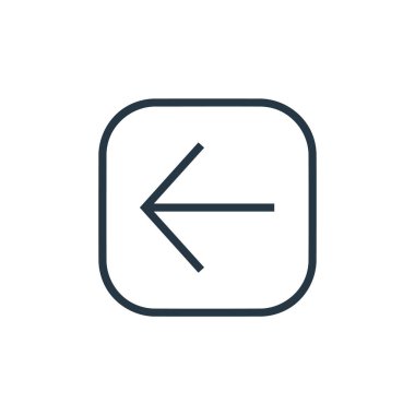 ok konseptinden sol simge vektörü. Sol düzenlenebilir vuruşun ince çizgisi. Web ve mobil uygulamalarda kullanmak için sol doğrusal işaret, logo, yazdırma ortamı.