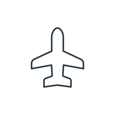 Uçuş konseptinden bir ikon vektörü. Düzenlenebilir uçak vuruşunun ince bir çizgisi. Web ve mobil uygulamalarda kullanmak için düzlem doğrusal işareti, logo, yazdırma ortamı.