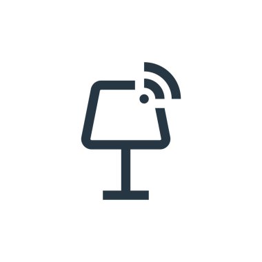 Nesnelerin internet konseptinden lamba ikonu vektörü. İnce çizgili lamba dekoltesi. Web ve mobil uygulamalarda kullanmak için lamba doğrusal işareti, logo, yazdırma ortamı.