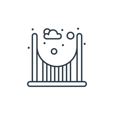 Şehir elemanları kavramından köprü simgesi vektörü. Köprü kurgulanabilir vuruşunun ince bir çizgisi. Web ve mobil uygulamalarda kullanmak için köprü doğrusal işareti, logo, yazdırma ortamı.