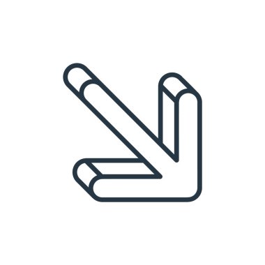 d okları kavramından köşegen ok ikonu vektörü. Düzenlenebilir okun ince çizgi çizimi. Web ve mobil uygulamalarda kullanmak için çapraz ok doğrusal işareti, logo, yazdırma ortamı.