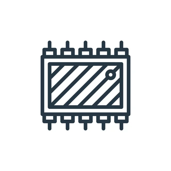 Chip Icon Vector Van Hardware Netwerk Concept Dunne Lijn Illustratie — Stockvector