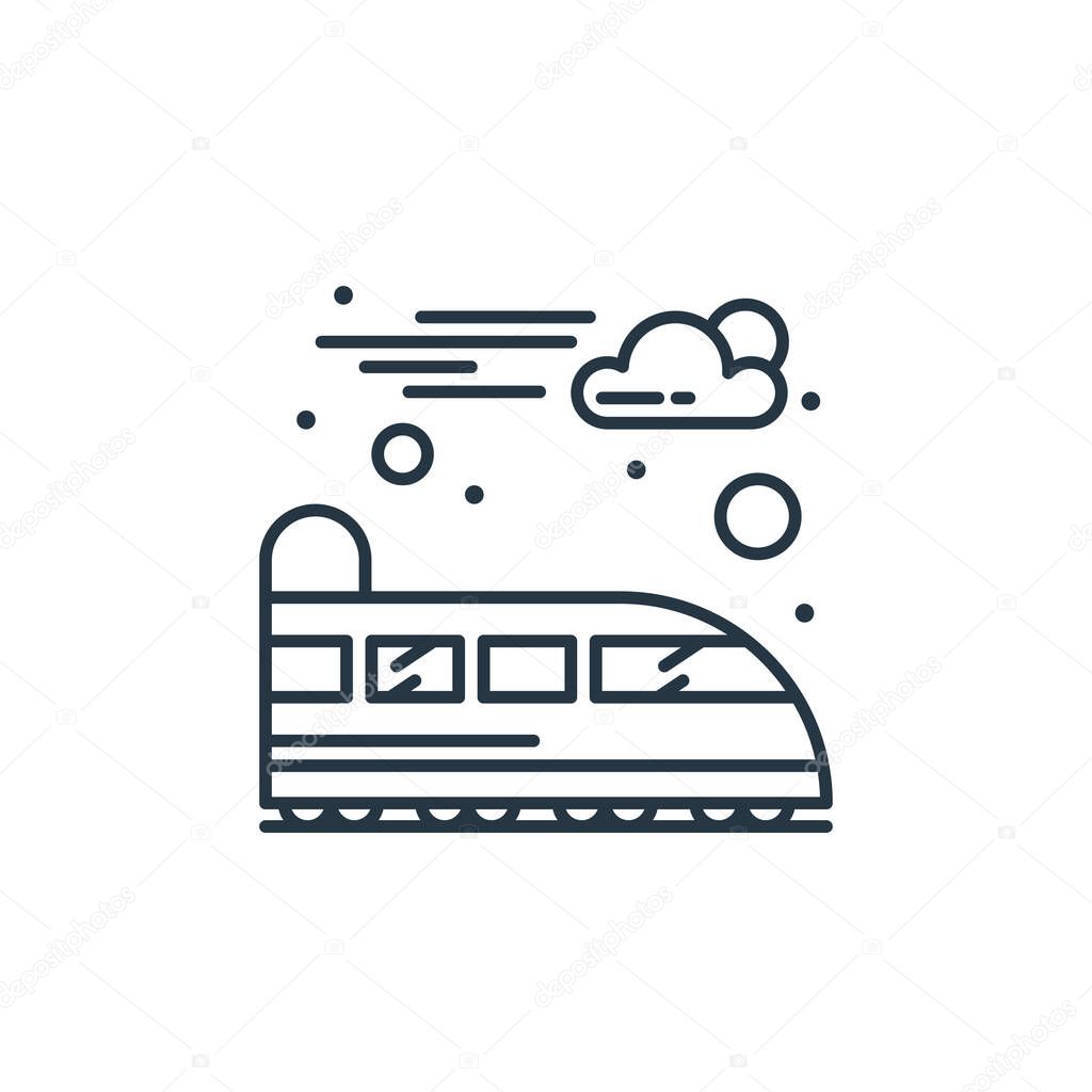 train icon vector from city elements concept. Thin line illustration of train editable stroke. train linear sign for use on web and mobile apps, logo, print media.