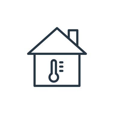 Akıllı ev kavramından ev ikonu vektörü. Düzenlenebilir inmenin ince bir çizgisi. Web ve mobil uygulamalarda kullanım için ev doğrusal işareti, logo, yazdırma ortamı.