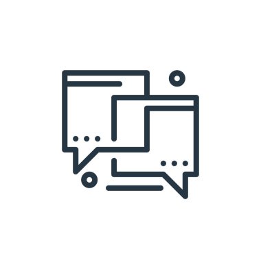 Seo ve web konseptinden konuşma ikonu vektörü. Düzenlenebilir konuşmanın ince bir çizgisi. Web ve mobil uygulamalarda kullanmak için konuşma doğrusal imzası, logo, yazdırma ortamı.