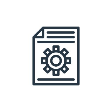 seo web geliştirme konseptinden dosya simgesi vektörü. Dosya düzenlenebilir vuruşun ince çizgisi. web ve mobil uygulamalarda kullanmak için dosya doğrusal işareti, logo, yazdırma ortamı.