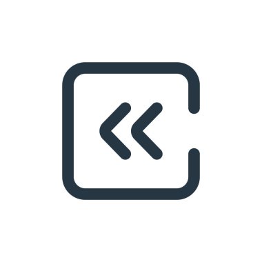 Ok konseptinden sol ok simgesi vektörü. Sol okun düzeltilebilir vuruşunun ince çizgisi. Web ve mobil uygulamalarda kullanmak için sol ok doğrusal işareti, logo, yazdırma ortamı.