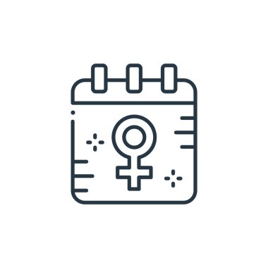 Kadınlar Günü konseptinin ikon vektörü. Düzenlenebilir kadın felcinin ince bir çizgisi. Web ve mobil uygulamalar, logo ve yazdırma ortamlarında kullanım için kadınlar günü doğrusal işareti.