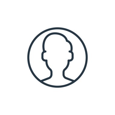 Kullanıcı konseptinden insan simgesi vektörü. İnce bir insan felci çizgisi. Web ve mobil uygulamalarda kullanmak için adam doğrusal işareti, logo, yazdırma ortamı.