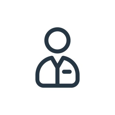 İş dünyasının simge taşıyıcısı. Düzenlenebilir bir iş adamı vuruşunun ince çizgisi. Web ve mobil uygulamalarda kullanmak için işadamı doğrusal işareti, logo, yazdırma medyası.