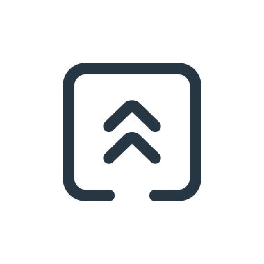 ok ikonu konseptinden yukarı ok ikonu vektörü. Okun düzeltilebilir vuruşunun ince çizgisi. Web ve mobil uygulamalarda kullanmak için ok doğrusal işaretini yükselt, logo, yazdırma ortamı.