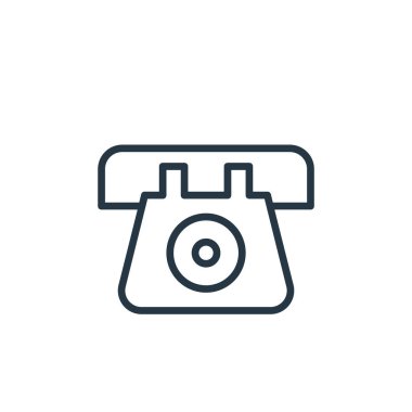 İş ve ofis konseptindeki telefon ikonu vektörü. Düzenlenebilir telefon vuruşunun ince bir çizgisi. Web ve mobil uygulamalarda kullanmak için telefon doğrusal işareti, logo, yazdırma ortamı.