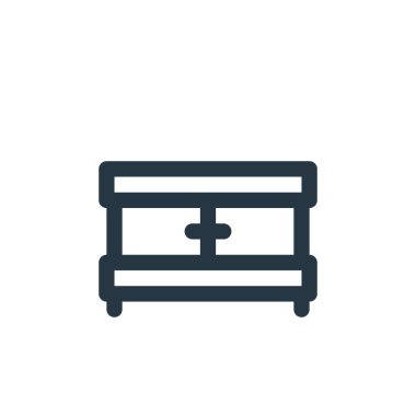 Mobilya konseptinden kabine ikonu vektörü. İnce çizgili düzenlenebilir felç çizgisi. Web ve mobil uygulamalarda kullanım için dolap doğrusal işareti, logo, yazdırma ortamı.