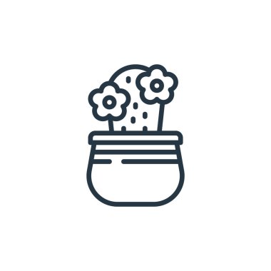 Bitki konseptinden kaktüs ikonu vektörü. Düzenlenebilir kaktüs felcinin ince bir çizgisi. Web ve mobil uygulamalarda kullanmak için kaktüs doğrusal işareti, logo, yazdırma ortamı.