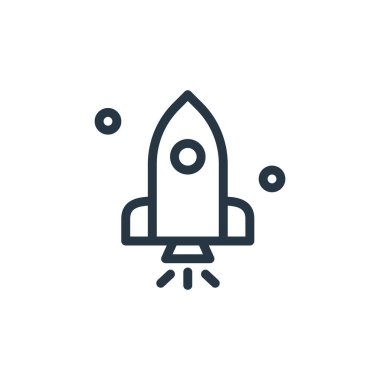 Eğitim konseptinden roket ikonu vektörü. İnce çizgili, düzenlenebilir roket darbesi çizgisi. Web ve mobil uygulamalarda kullanmak için roket doğrusal işareti, logo, yazdırma ortamı.
