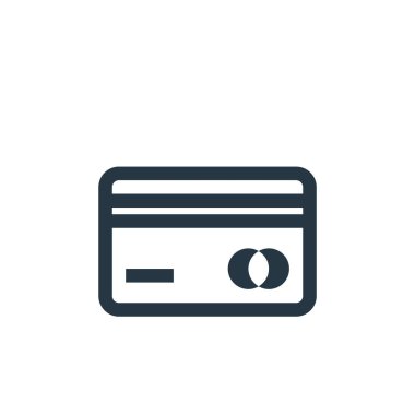 Seyahat konseptinden banka kartı simgesi vektörü. Banka kartı düzenlenebilir vuruşunun ince çizgisi. İnternet ve mobil uygulamalar, logo ve yazdırma ortamlarında kullanmak için bankamatik kartı doğrusal işareti.