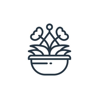 Bitki konseptinden bitki ikonu vektörü. Düzenlenebilir bitki felcinin ince bir çizgisi. Web ve mobil uygulamalarda kullanım için bitkisel doğrusal işaret, logo, yazdırma ortamı.