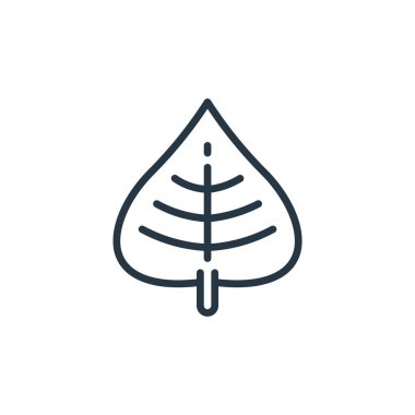 Bitki konseptinden yaprak ikonu vektörü. Düzenlenebilir yaprak vuruşunun ince çizgisi. Web ve mobil uygulamalarda kullanmak için yaprak doğrusal işareti, logo, yazdırma ortamı.