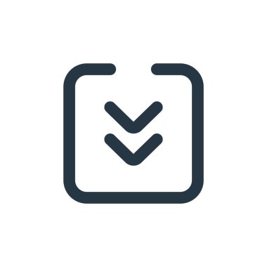 ok ikonu konseptinden aşağı ok ikonu vektörü. Okun düzenlenebilir darbesinin ince çizgisi. Web ve mobil uygulamalarda kullanmak için aşağı ok doğrusal işareti, logo, yazdırma ortamı.