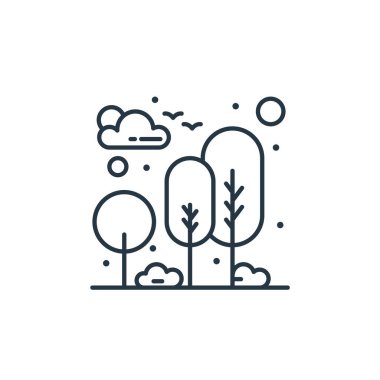 Şehir elementleri kavramından bir ikon vektörü. Bahçe düzenlenebilir vuruşunun ince çizgisi. Web ve mobil uygulamalarda kullanım için bahçe doğrusal işareti, logo, yazdırma ortamı.