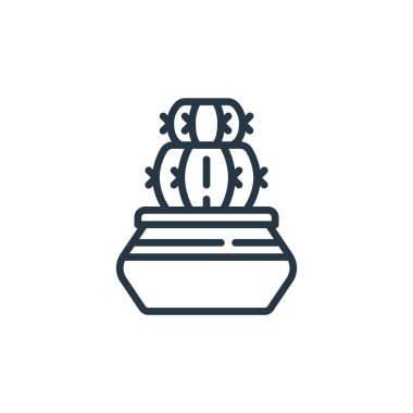 Bitki konseptinden kaktüs ikonu vektörü. Düzenlenebilir kaktüs felcinin ince bir çizgisi. Web ve mobil uygulamalarda kullanmak için kaktüs doğrusal işareti, logo, yazdırma ortamı.