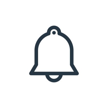 Temel ui kavramından bir çan ikonu vektörü. Çan düzenlenebilir vuruşun ince çizgisi. Web ve mobil uygulamalarda kullanım için çan doğrusal işareti, logo, yazdırma ortamı.