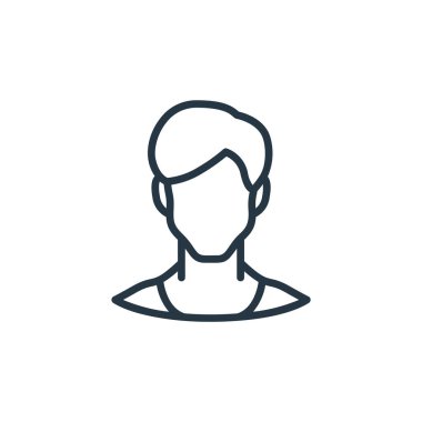 Kullanıcı konseptinden insan simgesi vektörü. İnce bir insan felci çizgisi. Web ve mobil uygulamalarda kullanmak için adam doğrusal işareti, logo, yazdırma ortamı.