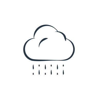 Hava konseptinden yağmur ikonu vektörü. Düzenlenebilir yağmurun ince bir çizgisi. Web ve mobil uygulamalarda kullanmak için yağmur doğrusal işareti, logo, yazdırma ortamı.