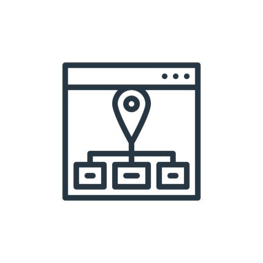 Seo Web Geliştirme konseptinden tarayıcı simgesi vektörü. Tarayıcı düzenlenebilir vuruşunun ince çizgisi. Web ve mobil uygulamalarda kullanmak için tarayıcı doğrusal imzası, logo, yazdırma ortamı.