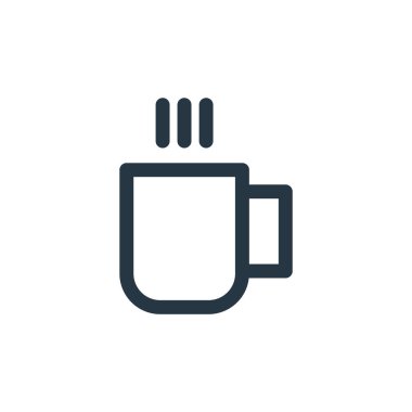 Şükran Günü konseptinden sıcak kahve ikonu vektörü. Düzenlenebilir sıcak kahve vuruşunun ince bir çizgisi. Web ve mobil uygulamalarda kullanmak için sıcak kahve doğrusal işareti, logo, yazdırma ortamı.