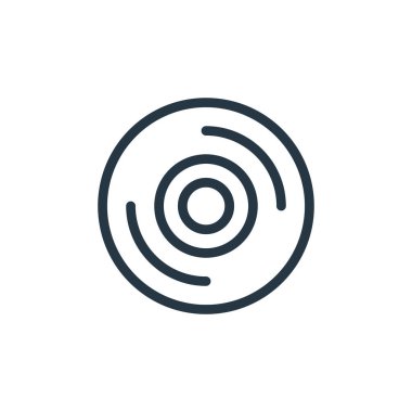 Dvd ikon vektörü, film çekimi konseptinden. Dvd düzenlenebilir felcin ince bir çizgisi. Web ve mobil uygulamalarda kullanmak için dvd doğrusal işareti, logo, yazdırma ortamı.