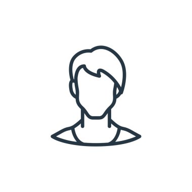 Kullanıcı konseptinden insan simgesi vektörü. İnce bir insan felci çizgisi. Web ve mobil uygulamalarda kullanmak için adam doğrusal işareti, logo, yazdırma ortamı.