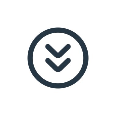 ok ikonu konseptinden aşağı ok ikonu vektörü. Okun düzenlenebilir darbesinin ince çizgisi. Web ve mobil uygulamalarda kullanmak için aşağı ok doğrusal işareti, logo, yazdırma ortamı.
