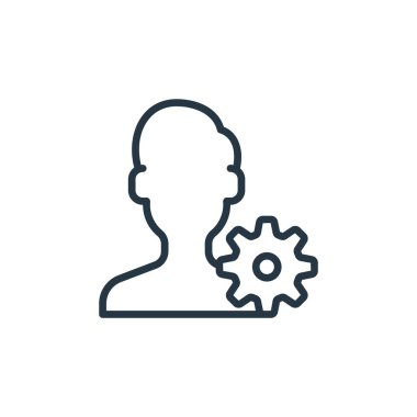 Kullanıcı konseptinden insan simgesi vektörü. İnce bir insan felci çizgisi. Web ve mobil uygulamalarda kullanmak için adam doğrusal işareti, logo, yazdırma ortamı.