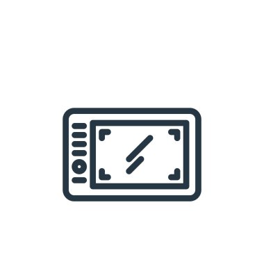 tasarım konseptinden tablet simgesi vektörü. İnce çizgili düzenlenebilir felç çizgisi. Web ve mobil uygulamalarda kullanmak için tablet doğrusal işareti, logo, yazdırma ortamı.