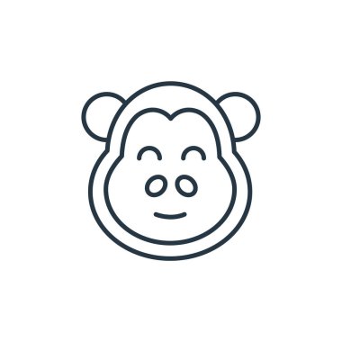 Hayvan konseptinden maymun ikon vektörü. Düzenlenebilir maymun vuruşunun ince çizgisi. ağ ve mobil uygulamalarda kullanmak için maymun doğrusal işareti, logo, yazdırma ortamı.