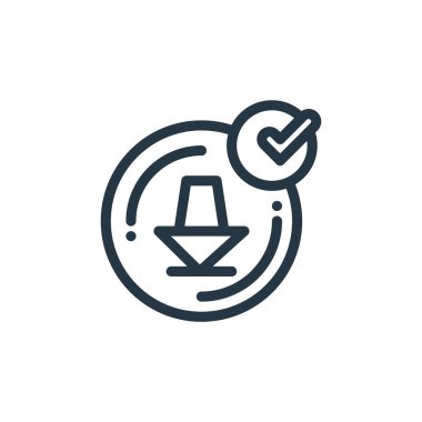 aşağı ok simgesi vektörü siber güvenlik kavramından. Okun düzenlenebilir darbesinin ince çizgisi. Web ve mobil uygulamalarda kullanmak için aşağı ok doğrusal işareti, logo, yazdırma ortamı.