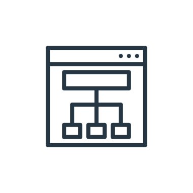 Seo ve web konseptinden web simgesi vektörü. İnce çizgili, düzenlenebilir çizgi çizimi. Web ve mobil uygulamalarda kullanmak için ağ doğrusal işareti, logo, yazdırma ortamı.