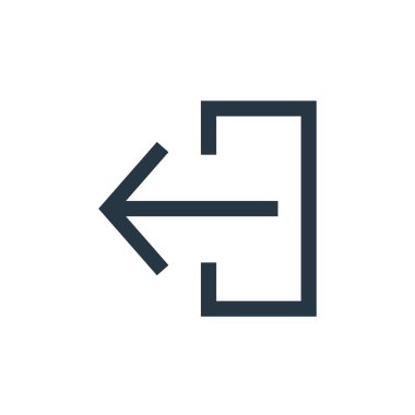 Ekommerce temel ui kavramından çıkış simgesi vektörü. İnce çizgili düzenlenebilir felç çizgisi. Web ve mobil uygulamalar, logo ve yazdırma ortamlarında kullanım için çıkış doğrusal işareti.