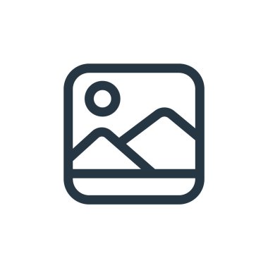 Arayüz konseptinden resim simgesi vektörü. Görüntü düzenlenebilir vuruşun ince çizgisi. Web ve mobil uygulamalarda kullanmak için resim doğrusal işareti, logo, yazdırma ortamı.