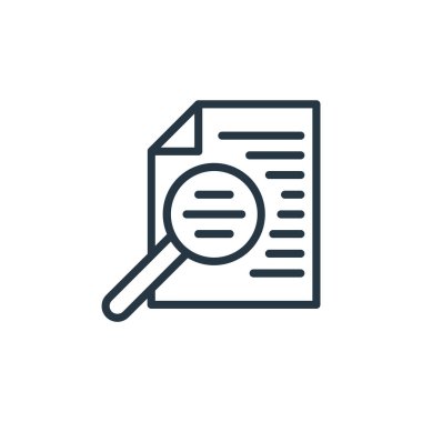 İş ve ofis konseptinden ikon vektörünü ara. Düzenlenebilir darbenin ince çizgisi. Web ve mobil uygulamalarda kullanmak için doğrusal arama işareti, logo, yazdırma ortamı.