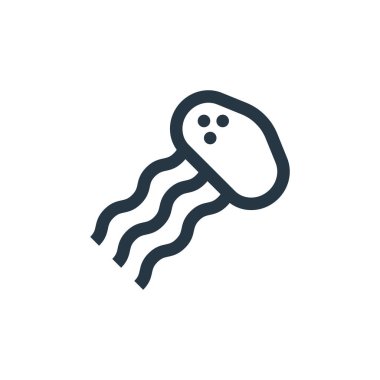 Seyahat konseptinden denizanası ikonu vektörü. Düzenlenebilir deniz anası vuruşunun ince çizgisi. Web ve mobil uygulamalarda kullanmak için denizanası doğrusal işareti, logo, yazdırma ortamı.