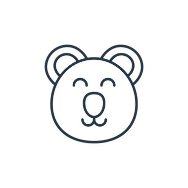 Hayvan konseptinden koala ikon vektörü. Düzenlenebilir koala vuruşunun ince bir çizgisi. Web ve mobil uygulamalarda kullanmak için koala doğrusal işareti, logo, yazdırma ortamı.