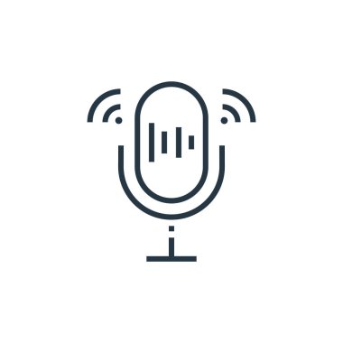 Akıllı ev konseptinden ses kaydedici ikon vektörü. Düzenlenebilir ses kaydedicinin ince çizgisi. Web ve mobil uygulamalarda kullanmak için ses kaydedici doğrusal işareti, logo, yazdırma ortamı.